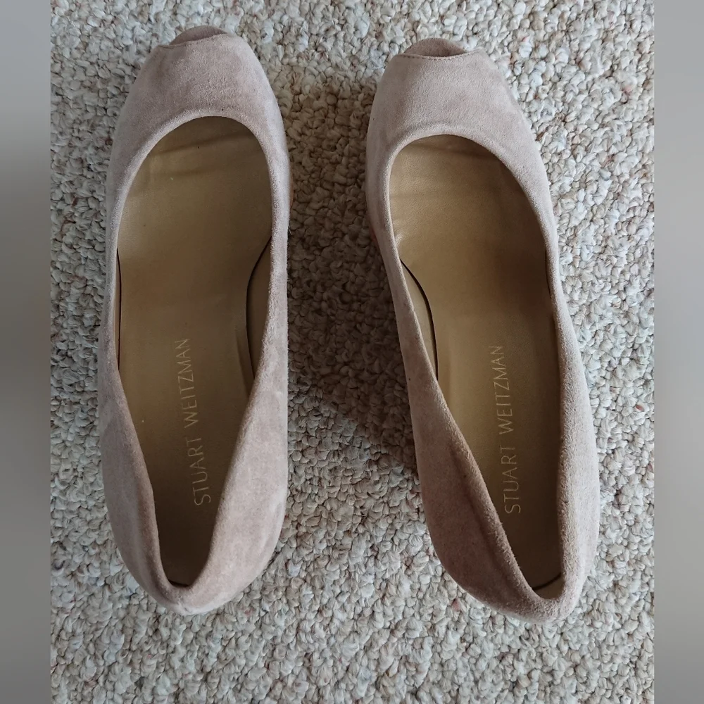 Stuart Weitzman Anna peep-toe wedge Wedge Platform Sandals in taupe 8.5 M - Picture 4 of 15